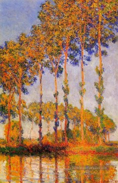 Une rangée de peupliers Claude Monet paysage ruisseaux Peinture à l'huile